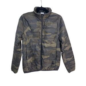 Pink Victoria’s Secret Black Green Camo Puffer Zip Up Funnel Neck Jacket XS